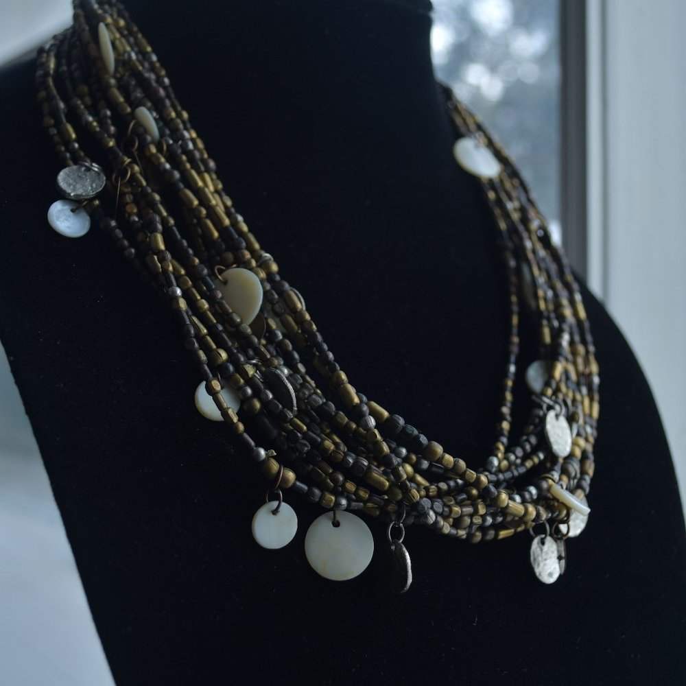 Micro Bead Necklace  (Brown)